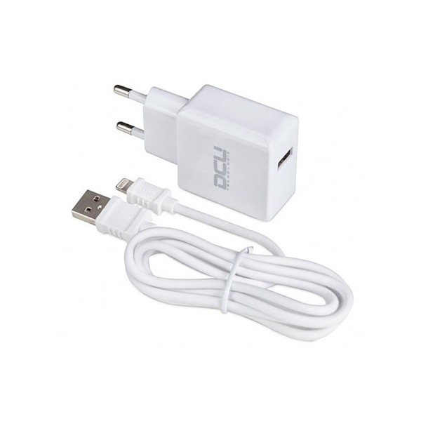 Dcu cargador blanco pared 5v 2.4a + cable conector usb a lightning para apple 1m