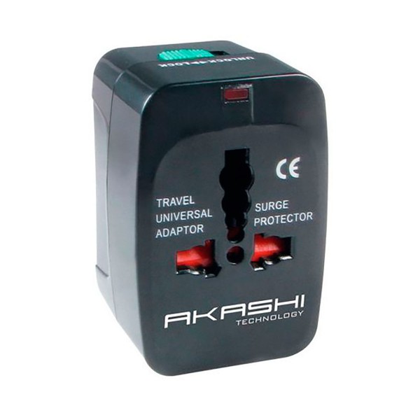 Akashi altwp200blk adaptador universal de voltaje con 2 usb compatible con 150 países