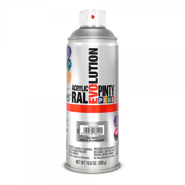 Pintura en spray pintyplus evolution 520cc ral 9006 aluminio blanco (pack 2 unidades)