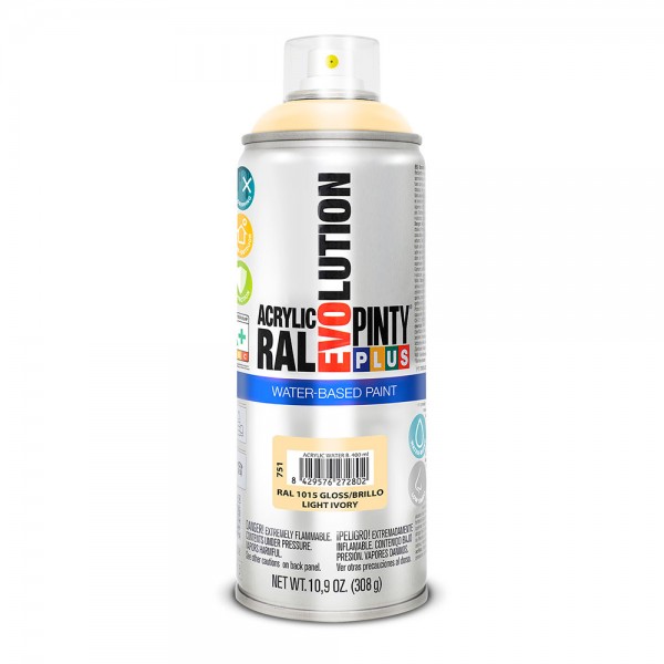 Pintura en spray pintyplus evolution water-based 520cc ral 1015 marfil claro