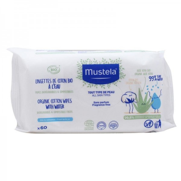 Mustela Toallitas Al Agua De Algodon 60 Uds