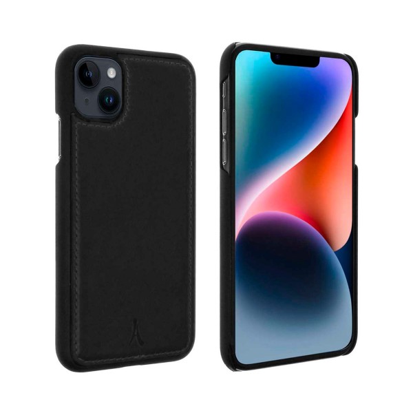 Akashi funda trasera de cuero en color negro / apple iphone 14 plus