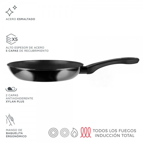 Sartén de acero aisi 430 indutherm negra ø26 cm