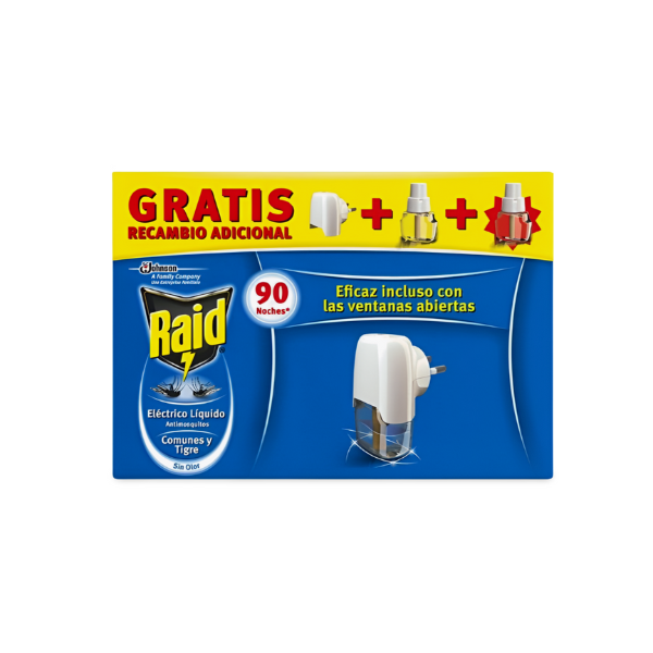 Raid Antimosquitos difusor + 1 recambio + 1 recambio GRATIS