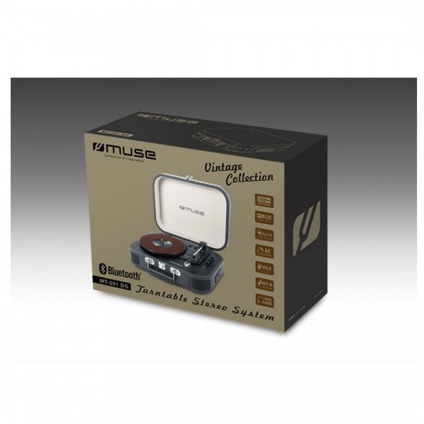 Muse mt-201 dg gris (dark grey) tocadiscos estéreo / usb / bluetooth